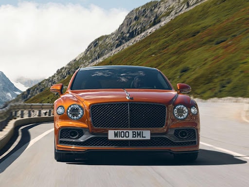 The front profile view of the bentley flying spur.