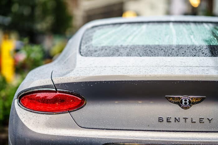 Rain on the 2023 bentley continental gt.