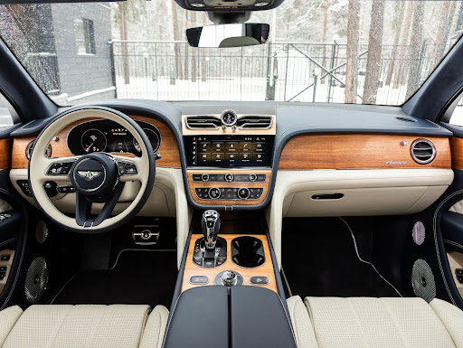 White Bentley Bentayga interior.