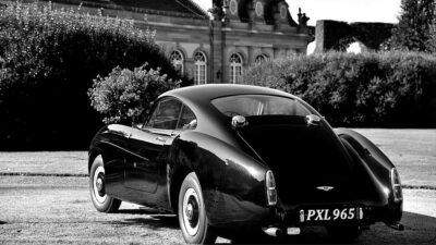 Classic Bentley model pictured in black and white